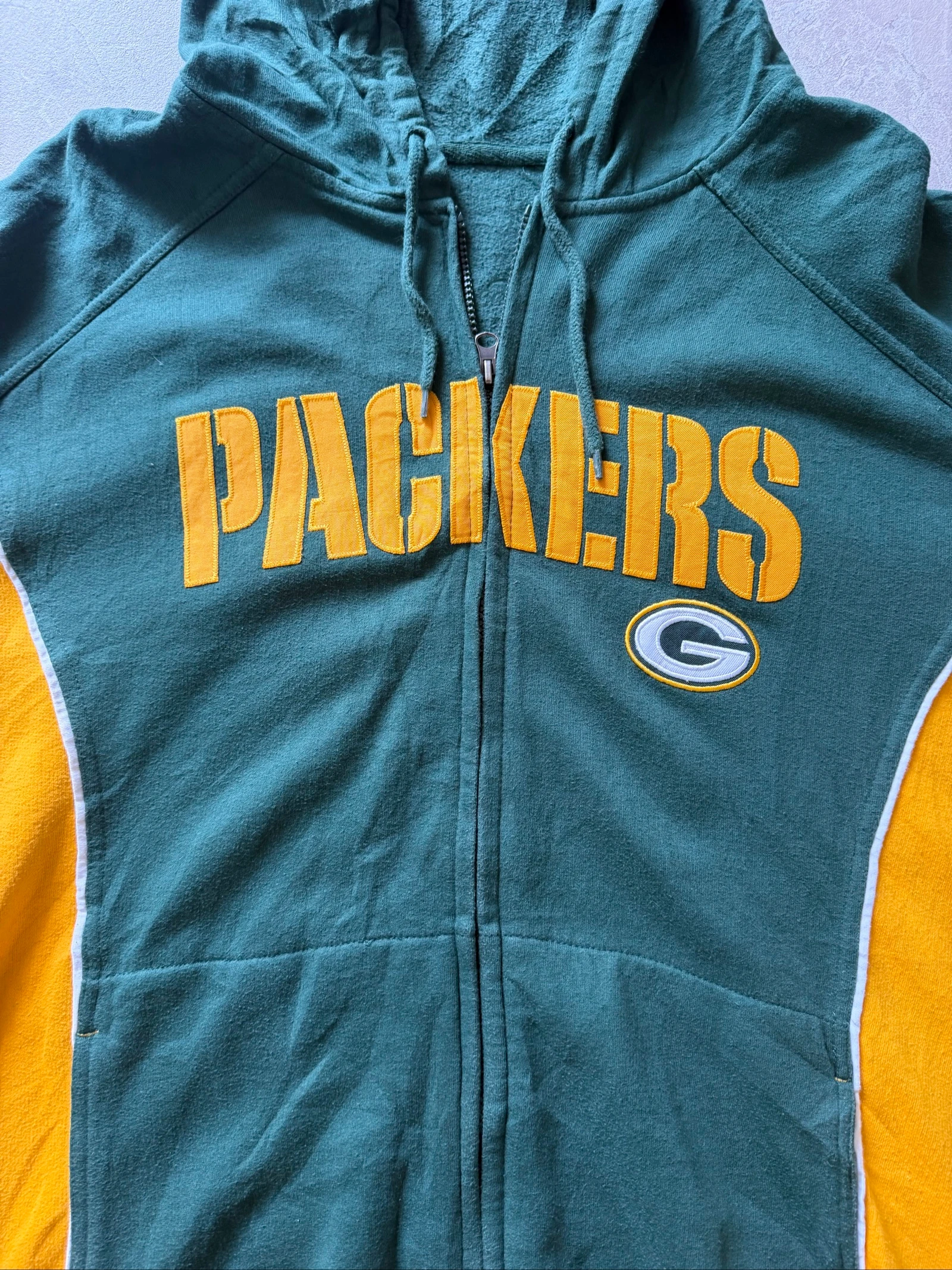 Sweat à capuche zippé NFL Green Bay Packers vert et jaune – Taille XL – photo 3